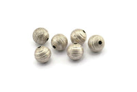 Silver Ball Bead, 24 Antique Silver Plated Brass Spacer Beads, Findings (8mm) D1267 H1232
