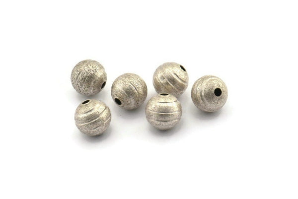 Silver Ball Bead, 24 Antique Silver Plated Brass Spacer Beads, Findings (8mm) D1267 H1232