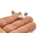 Silver Ball Bead, 24 Antique Silver Plated Brass Spacer Beads, Findings (8mm) D1267 H1232