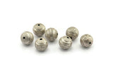 Silver Ball Bead, 10 Antique Silver Plated Brass Spacer Beads, Findings (12mm) D1238