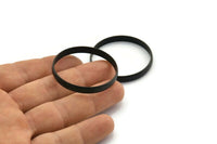 Black Circle Connectors, 2 Oxidized Black Brass Circle Connectors (40x1.5x5mm) D1343 H1389