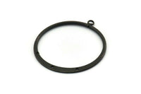 Siyah Yuvarlak Küpe, 1 Halka ve 3 Delikli 3 Oksitlenmiş Siyah Pirinç Yuvarlak Küpe Tılsımı, Kolye Uçları, Bulgular (40 mm) E547 H1237