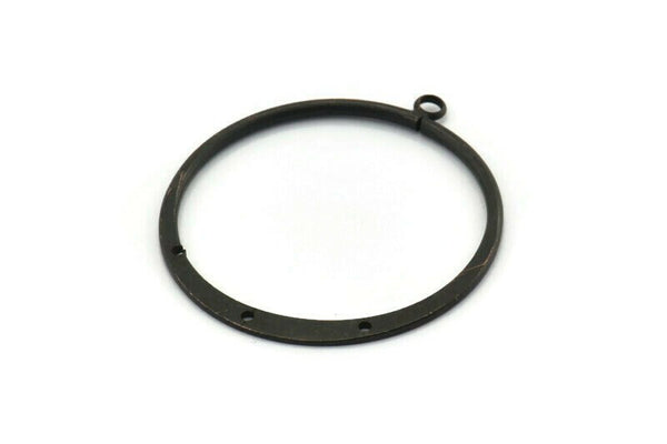 Siyah Yuvarlak Küpe, 1 Halka ve 3 Delikli 3 Oksitlenmiş Siyah Pirinç Yuvarlak Küpe Tılsımı, Kolye Uçları, Bulgular (40 mm) E547 H1237