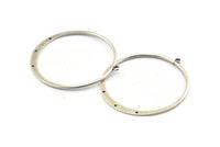 Silver Round Earring, 3 Antique Silver Plated Brass Round Earring Charms With 1 Loop and 3 Holes , Pendants, Findings (50mm) E545 H1238