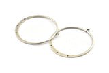 Silver Round Earring, 3 Antique Silver Plated Brass Round Earring Charms With 1 Loop and 3 Holes , Pendants, Findings (50mm) E545 H1238