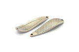 Silver Irregular Charm, 2 Antique Silver Plated Brass Fish Scale Marquise Connectors With 2 Hole, Findings (51x13x2mm) D1035