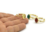 Brass Ring Settings, 3 Raw Brass Oval Ring With 1 Stone Setting - Pad Size 8x10mm N1561