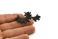 Siyah Güneş Tılsımı, 2 Dokulu Oksitlenmiş Siyah Pirinç Güneş Kolye Ucu, 2 Döngü (34,5x24x2,2 mm) E205 Q0527