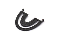 Black Charm, 2 Oxidized Black Brass Pendants, U Shape Charms With 2 Loops (26x23x1.2mm) N1448 H0982