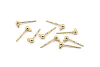 Gold Ball Earring, 18 Gold Plated Brass Ball Earring and 3 mm Hole Hook BS 1798