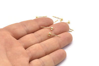 Gold Ball Earring, 18 Gold Plated Brass Ball Earring and 3 mm Hole Hook BS 1798