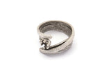 Stone Ring Setting - Antique Silver Plated Brass Adjustable Claw Ring Setting - Pad Size 4mm N0161