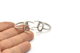 Claw Ring Blank, 2 Antique Silver Plated Brass Oval Ring Settings With 4 Claws, Ring Blanks N0106-16