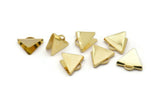 Gold Ribbon End Claps, 12 Gold Plated Brass Triangle Ribbon Crimp Ends With 1 Loop, Jewelry Findings (15x13mm) A1594