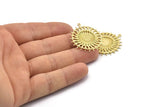 Brass Charm, 2 Raw Brass, Brass Pendants, Charm Pendants, Brass Round Charms With 1 Loop (33x30x1.5mm) N1592