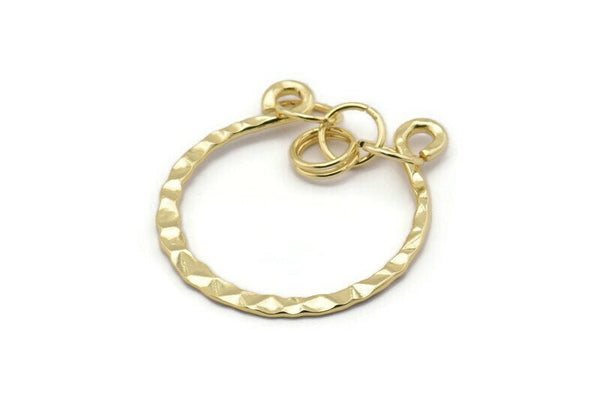 Gold Charm Earring, 2 Hammered Gold Plated Brass Charm Earrings, Findings (31x29x1mm) D1491