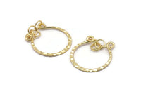 Gold Charm Earring, 2 Hammered Gold Plated Brass Charm Earrings, Findings (31x29x1mm) D1491