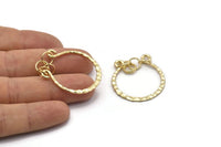 Gold Charm Earring, 2 Hammered Gold Plated Brass Charm Earrings, Findings (31x29x1mm) D1491