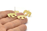 Brass Eagle Earring, 4 Raw Brass Eagle Stud Earrings (15x19x1mm) N1607