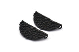 Siyah Yarım Ay, 2 Halkalı 3 Oksitlenmiş Siyah Pirinç Denizkızı Yarım Daire Kolye (31x14x2mm) E268 H1244