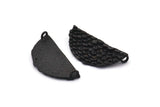 Siyah Yarım Ay, 2 Halkalı 3 Oksitlenmiş Siyah Pirinç Denizkızı Yarım Daire Kolye (31x14x2mm) E268 H1244
