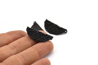 Siyah Yarım Ay, 2 Halkalı 3 Oksitlenmiş Siyah Pirinç Denizkızı Yarım Daire Kolye (31x14x2mm) E268 H1244