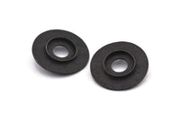 Siyah Yuvarlak Kolye, 15 mm Taş Tabanlı 2 Oksitlenmiş Siyah Pirinç Çekiçlenmiş Yuvarlak Kolye, Bulgular (30 mm) E568