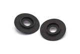 Siyah Yuvarlak Kolye, 15 mm Taş Tabanlı 2 Oksitlenmiş Siyah Pirinç Çekiçlenmiş Yuvarlak Kolye, Bulgular (30 mm) E568