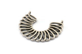 Silver Semi Sun Pendant, 1 Antique Silver Plated Brass Semi Sun Pendant With 2 Loops (41x33x2.5mm) BS 1985 H1313