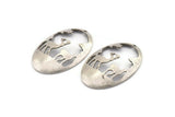 Silver Deer Charm, 2 Antique Silver Plated Brass Deer Charms With 1 Hole, Pendants, Earrings (45x30x1mm) D0645 H1245