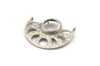 Moon Phases Pendant, 2 Antique Silver Plated Brass Semi Circle Pendants With 2 Loops and 1 Pad Setting (36x27.5x3x0.7mm) BS 1921 H1296