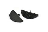 Siyah Yarım Ay, 3 Oksitlenmiş Siyah Pirinç Denizkızı Yarım Daire Kolye, 1 Halka (31x14x1,8 mm) E269