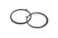 Siyah Yuvarlak Küpe, 1 Halka ve 3 Delikli 3 Oksitlenmiş Siyah Pirinç Yuvarlak Küpe Tılsımı, Kolye Uçları, Bulgular (50 mm) E545 H1238