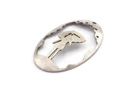 Silver Umbrella Charm, 2 Antique Silver Plated Brass Umbrella Charms With 1 Hole, Pendants, Earrings (45x30x1mm) D0647