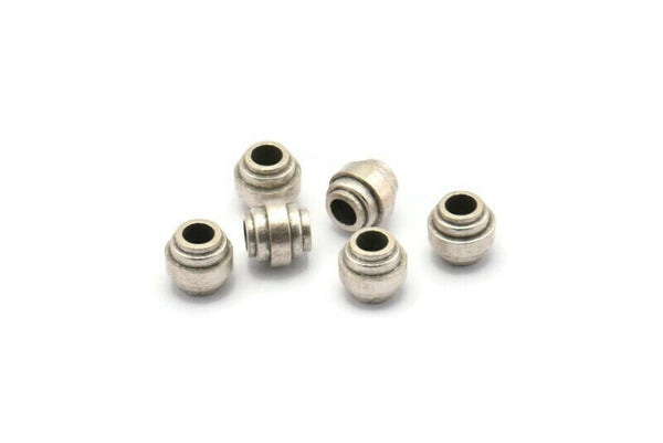 Silver Industrial Finding, 10 Antique Silver Plated Brass Industrial Spacer Beads, Findings (7.5x7mm) D1269