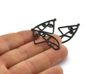 Black Face Charm, 5 Oxidized Brass Black Face Charms With 1 Loop, Pendants, Earrings, Findings (39x20x1mm) D0637