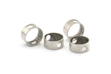 Silver Circle Charm, 6 Antique Silver Plated Brass Circle With 2 Holes (17x8x0.5mm) BS 1777