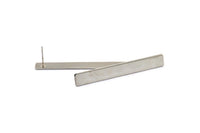 Silver Rectangle Earring, 2 Silver Tone Brass Rectangle Blank Stud Earrings (54x7x0.80mm) B0185 A1309