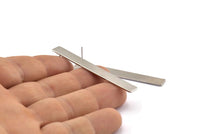 Silver Rectangle Earring, 2 Silver Tone Brass Rectangle Blank Stud Earrings (54x7x0.80mm) B0185 A1309