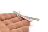 Silver Rectangle Earring, 2 Silver Tone Brass Rectangle Blank Stud Earrings (54x7x0.80mm) B0185 A1309