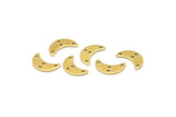 Brass Moon Charm, 24 Raw Brass Crescent Moon Charms With 4 Holes, Blanks (15x6x0.80mm) A2230
