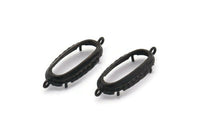 Siyah Oval Ayar, 2 Döngü ve 1 Ped Ayarı ile 2 Oksitlenmiş Siyah Pirinç Oval Ayar (30,5x12x5,5 mm) E203