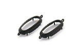 Siyah Oval Ayar, 2 Döngü ve 1 Ped Ayarı ile 2 Oksitlenmiş Siyah Pirinç Oval Ayar (30,5x12x5,5 mm) E203