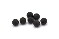 Black Ball Bead, 24 Oxidized Black Brass Spacer Beads, Findings (8mm) D1239 H1370