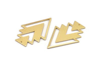 Gold Triangle Charm, 2 Gold Brass Tree Charms With 1 Hole (47x33x1mm) M01225