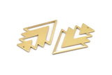 Gold Triangle Charm, 2 Gold Brass Tree Charms With 1 Hole (47x33x1mm) M01225