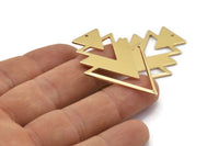 Gold Triangle Charm, 2 Gold Brass Tree Charms With 1 Hole (47x33x1mm) M01225