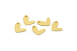 Gold Heart Charm, 12 Gold Plated Brass Heart Charms With 1 Hole (11x8x1mm) M860