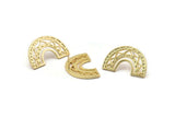 Gold Stud Earring, 2 Gold Plated Brass U Shaped Stud Earrings (15x24x1mm) N1475 Q1116