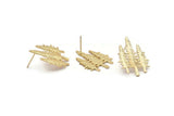 Gold Tree Earring, 2 Gold Plated Brass Tree Stud Earrings (28x21x1mm) N1088